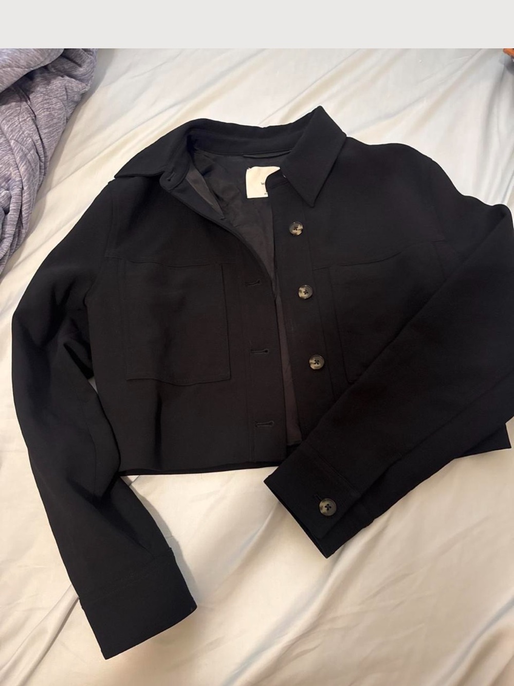 Wilfred Black Cropped Button-Front Jacket